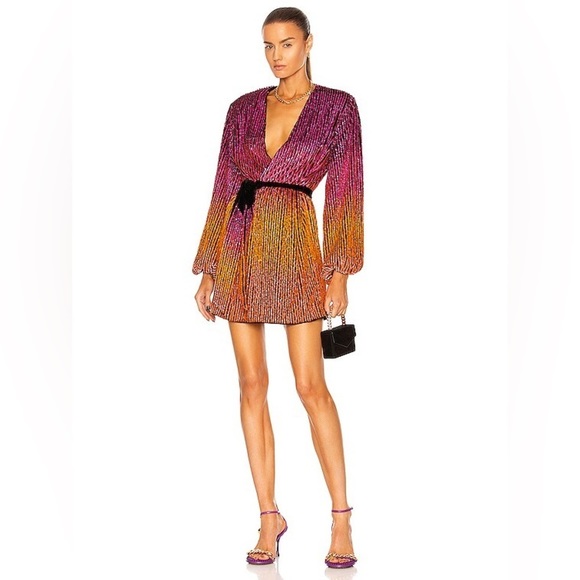 RETROFETE GABRIELLE SEQUIN OMBRE ROBE MINI DRESS WITH SLEEVES SIZE XL - Picture 5 of 16